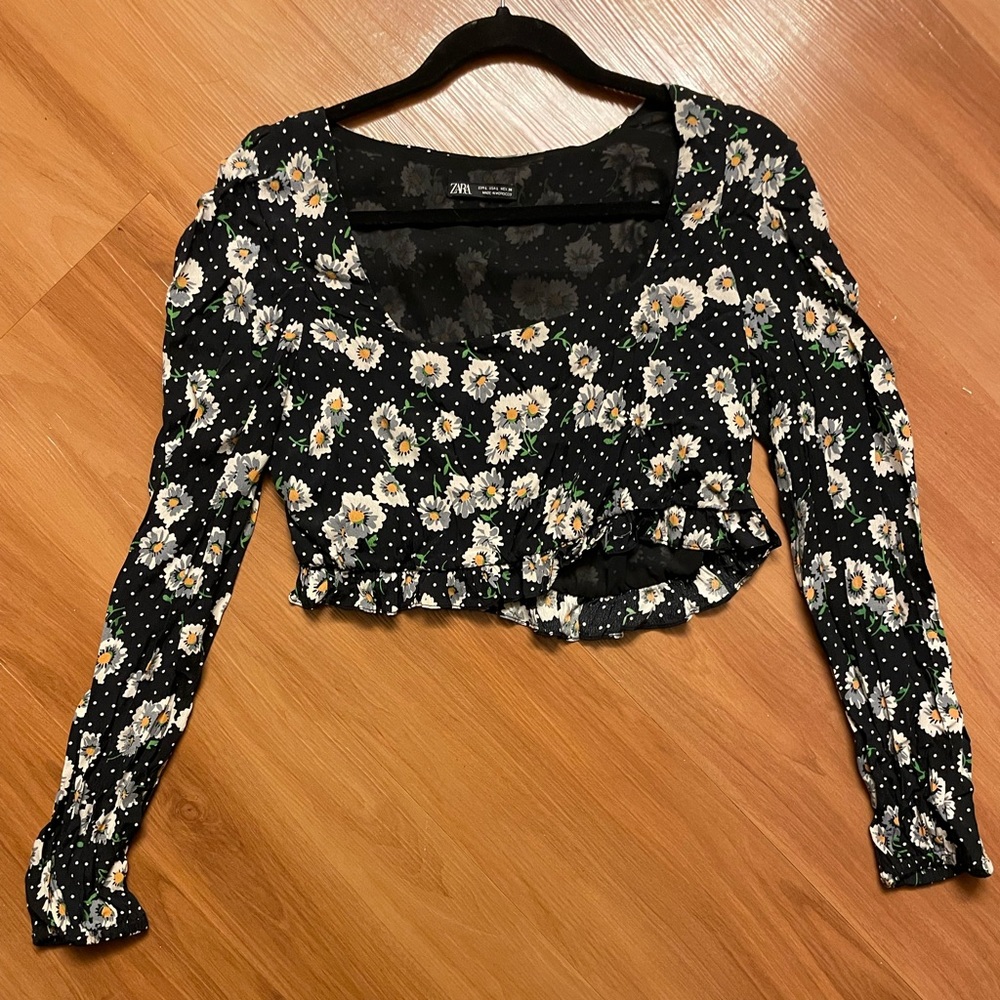 (L) Zara flower, polka dot crop top.